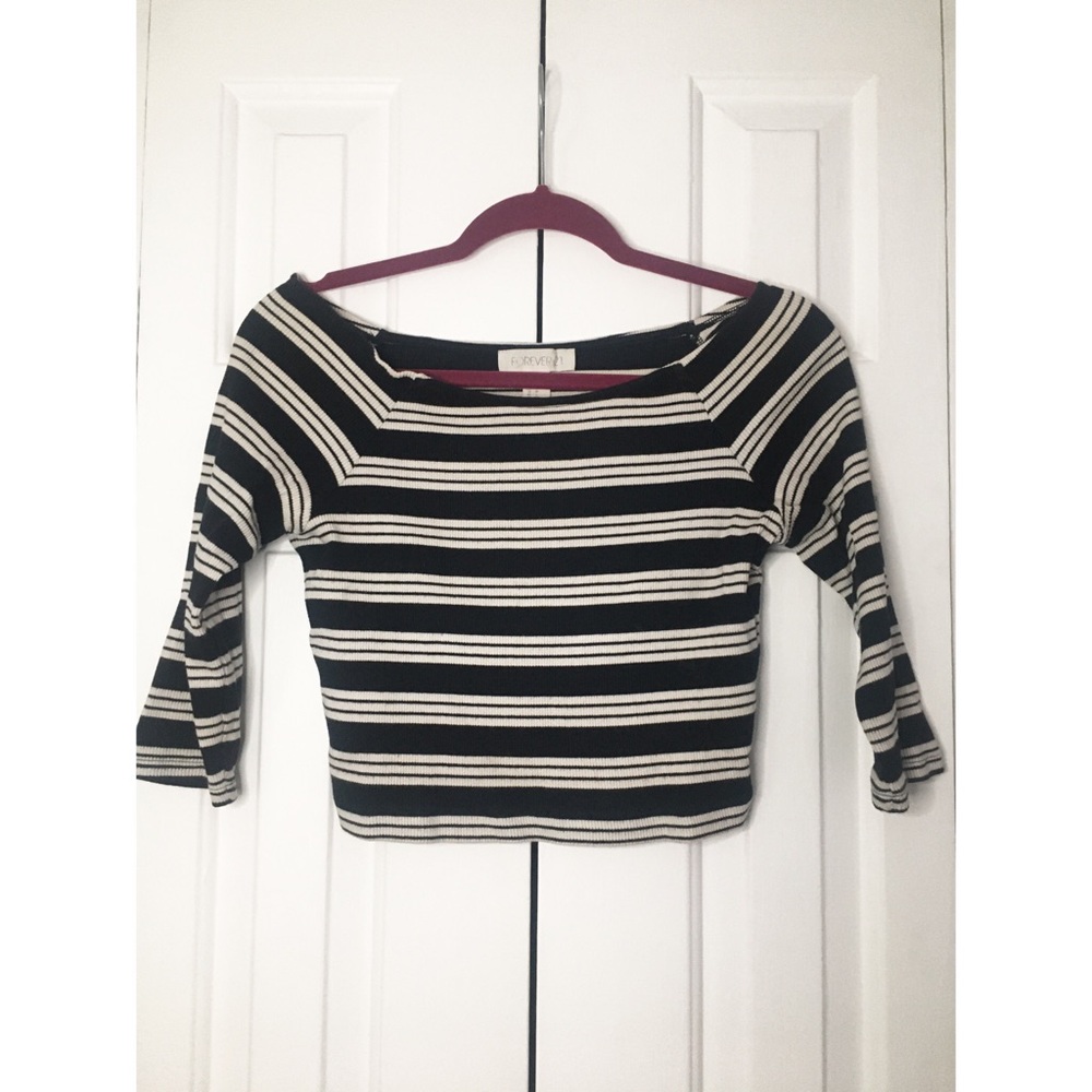 Forever 21 Black and White Cropped Top